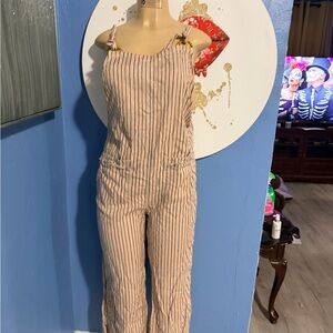 Billabong Striped Jumpsuit in Cream and Blue